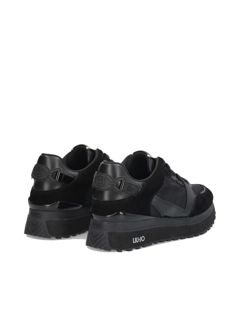 MAXI WONDER 91 Plateau-Sneaker mit Lackledereins&auml;tzen Schwarz - Damenschuhe