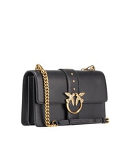 PINKO LOVE ONE CLASSIC Umh&auml;ngetasche aus Leder mit &Uuml;berschlag schwarz-antikgold - Damentaschen - 2