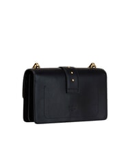 PINKO LOVE ONE CLASSIC Umh&auml;ngetasche aus Leder mit &Uuml;berschlag schwarz-antikgold - Damentaschen - 3