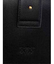 PINKO LOVE ONE CLASSIC Umh&auml;ngetasche aus Leder mit &Uuml;berschlag schwarz-antikgold - Damentaschen - 5