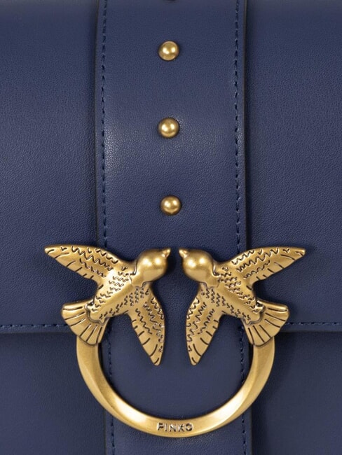 LOVE ONE CLASSIC Umh&auml;ngetasche aus Leder mit &Uuml;berschlag indigoblaues, schattiges, antikes Ziel - Damentaschen