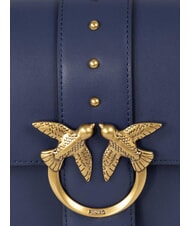 PINKO LOVE ONE CLASSIC Umh&auml;ngetasche aus Leder mit &Uuml;berschlag indigoblaues, schattiges, antikes Ziel - Damentaschen - 3