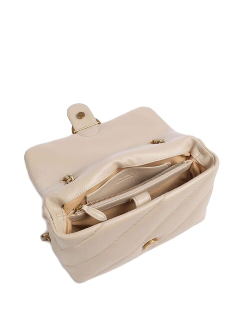 CLASSIC LOVE PUFF Tasche aus Nappaleder Beige-Rauchgrau-Antikgold - Damentaschen