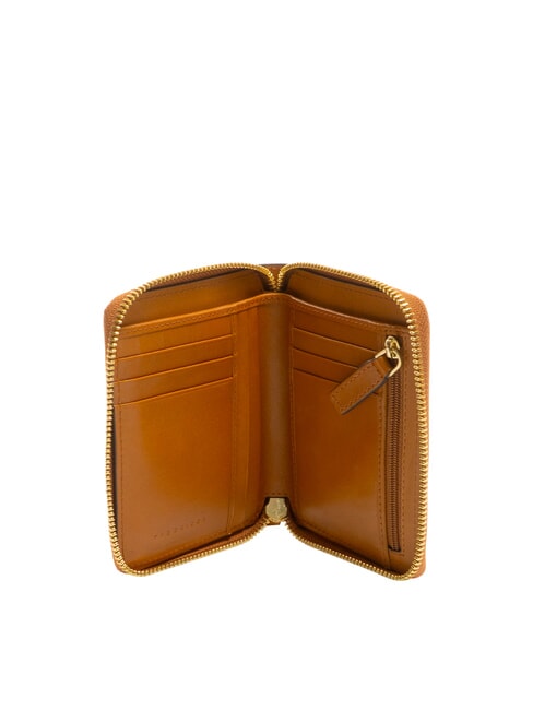 CECILIA Mittelgro&szlig;e Lederbrieftasche mit umlaufendem Rei&szlig;verschluss Cognac / Gold - Brieftaschen Damen