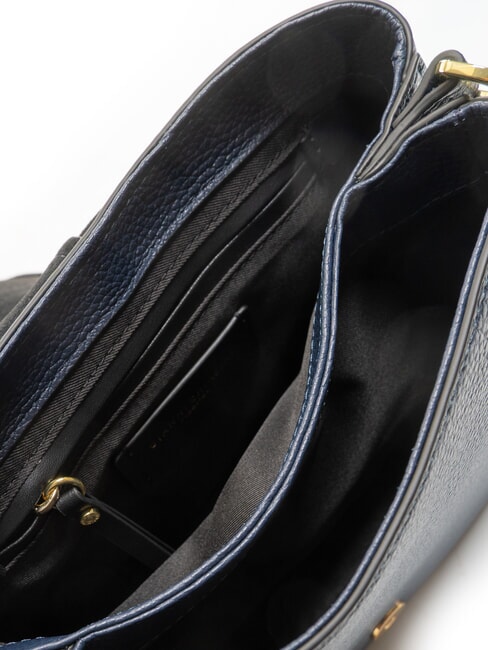 HELENA ROUND Ledertasche mit doppeltem Schultergurt NAVY BLAU - Damentaschen