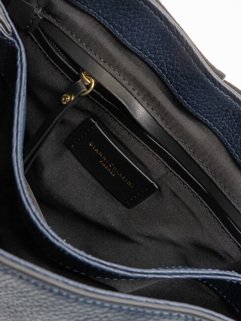 HELENA ROUND Kleine Umh&auml;ngetasche aus Leder NAVY BLAU - Damentaschen