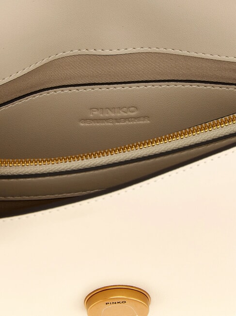 LOVE ONE CLASSIC Mini-Umh&auml;ngetasche aus Leder Seide wei&szlig;-antikgold - Damentaschen