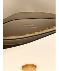 PINKO LOVE ONE CLASSIC Mini-Umh&auml;ngetasche aus Leder Seide wei&szlig;-antikgold - Damentaschen - 3