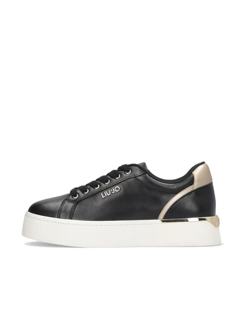 PRETTY 06 Plateau-Sneakers aus Leder schwarz/hellgold - Damenschuhe