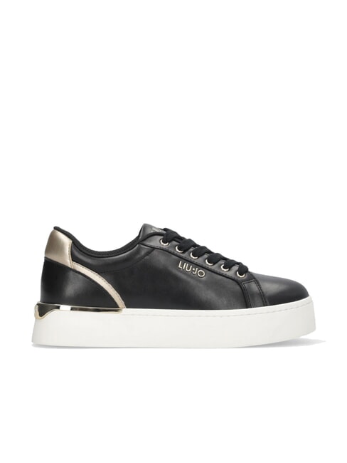PRETTY 06 Plateau-Sneakers aus Leder schwarz/hellgold - Damenschuhe