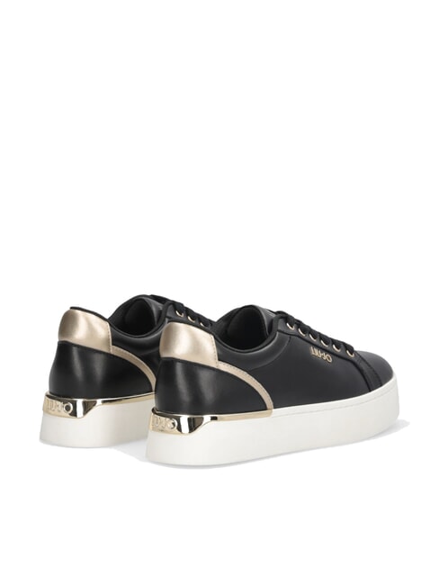 PRETTY 06 Plateau-Sneakers aus Leder schwarz/hellgold - Damenschuhe