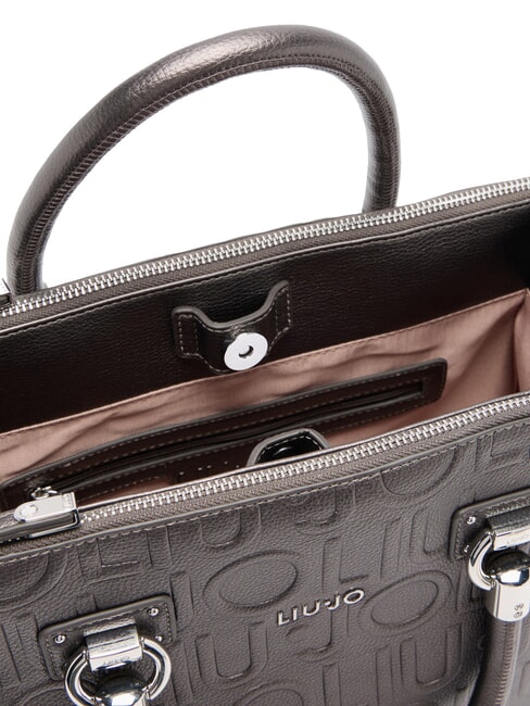 MANHATTAN Mittelgro&szlig;e Umh&auml;ngetasche mit Logo Anthrazit met. - Damentaschen