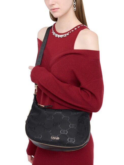 KALISKA Mittelgro&szlig;e Hobo-Tasche aus Nylon SCHWARZ - Damentaschen