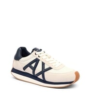 ARMANI EXCHANGE ROYALE SUEDE AIR MESH Ledersneakers mit AX-Logo cremewei&szlig; + marineblau - Herrenschuhe - 2