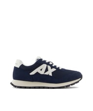 ARMANI EXCHANGE DROP MICROSUEDE Sneaker mit kontrastierendem Logo Marineblau + Cremewei&szlig; - Herrenschuhe - 2
