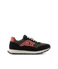ARMANI EXCHANGE DROP MICROSUEDE Sneaker mit kontrastierendem Logo schwarz+oliv nacht+k&uuml;rbis - Herrenschuhe - 2