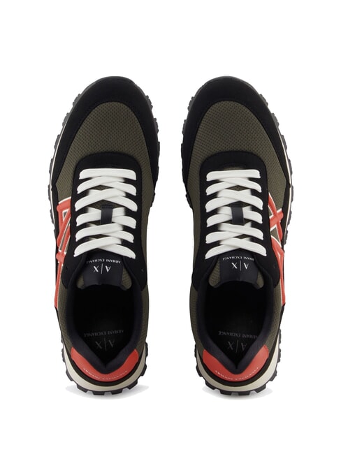 DROP MICROSUEDE Sneaker mit kontrastierendem Logo schwarz+oliv nacht+k&uuml;rbis - Herrenschuhe