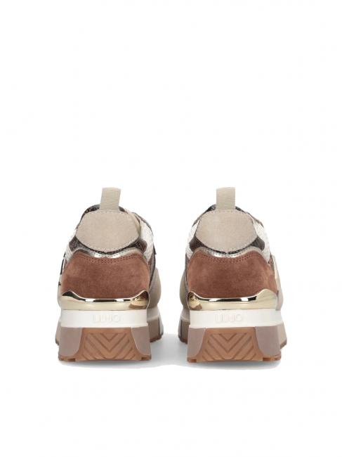 MAXI WONDER 01 Plateau-Sneaker mit Python-Details Seil/Schokolade - Damenschuhe