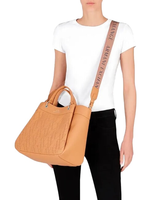 WAVE Gro&szlig;e perforierte Handtasche Kamelrosa - Damentaschen