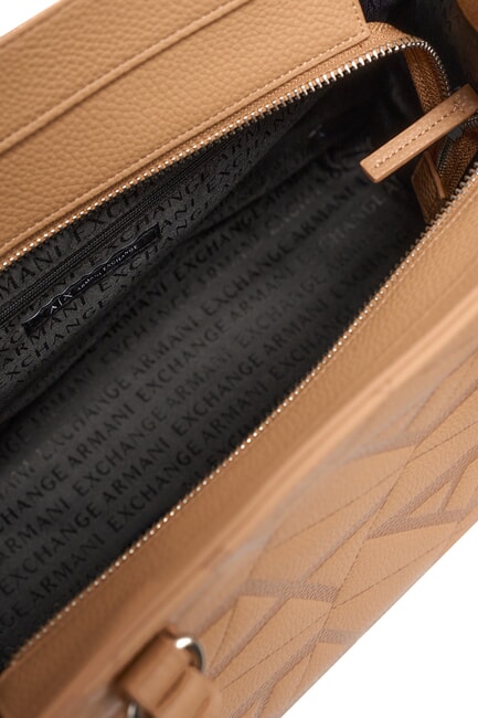 GYNGER Umh&auml;ngetasche mit Allover-Logo-Print Kamelrose/Kamelrose - Damentaschen