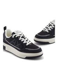 ARMANI EXCHANGE A|X Sneaker mit Mesh-Eins&auml;tzen und Logo Dunkelblau + Cremewei&szlig; - Herrenschuhe - 4