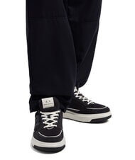 ARMANI EXCHANGE A|X Sneaker mit Mesh-Eins&auml;tzen und Logo Dunkelblau + Cremewei&szlig; - Herrenschuhe - 7