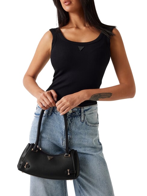 ROSALBA Schultertasche mit Saffiano-Print SCHWARZ - Damentaschen