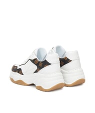 GUESS HAPYY3 Sneaker mit Pfingstrosen-Logoeins&auml;tzen Weiss-braun - Damenschuhe - 3