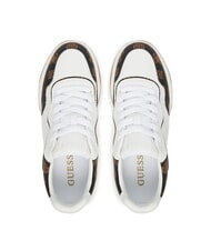 GUESS HAPYY3 Sneaker mit Pfingstrosen-Logoeins&auml;tzen Weiss-braun - Damenschuhe - 5