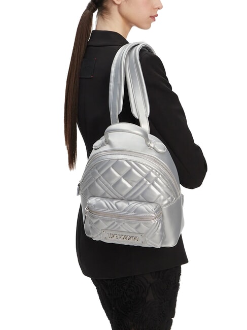 QUILTED Gesteppter Rucksack Silber - Damentaschen