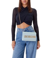 LOVE MOSCHINO BOLD LOGO Tasche mit Klappe und Kettenschultergurt Hellblau - Damentaschen - 5