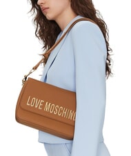 LOVE MOSCHINO LAMINATED BOLD LOVE Umh&auml;ngetasche mit &Uuml;berschlag Kamel - Damentaschen - 6