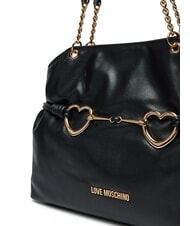 LOVE MOSCHINO EMBOSSED Umh&auml;ngetasche mit Metallherzen Schwarz - Damentaschen - 3
