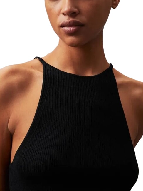 CK JEANS Geripptes kurzes Tankkleid ck schwarz - Damenkleider