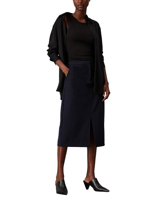 CK Nadelstreifen-Midirock Nachthimmel / grauer Morgenstreifen - Damenr&ouml;cke