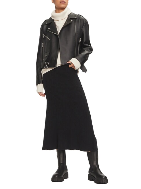 CK Gerippter ausgestellter Midirock ck schwarz - Damenr&ouml;cke