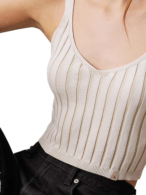 CK JEANS Bralette-Tanktop aus Baumwolle Elfenbein / Pelikan - T-Shirts und Tops f&uuml;r Damen