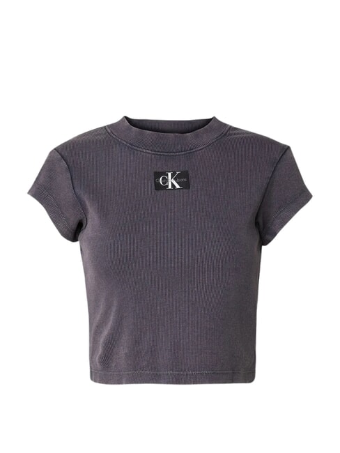 CK JEANS Kurz&auml;rmliges Cropped-T-Shirt gewaschenes Schwarz - T-Shirts und Tops f&uuml;r Damen