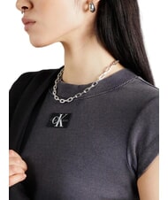 CALVIN KLEIN CK JEANS Kurz&auml;rmliges Cropped-T-Shirt gewaschenes Schwarz - T-Shirts und Tops f&uuml;r Damen - 3