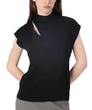 CALVIN KLEIN CK Hochgeschlossenes, kurz&auml;rmliges Cut-Out-Shirt ck schwarz - Damenblusen - 3