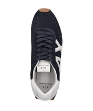 ARMANI EXCHANGE ROYALE SUEDE AIR MESH Ledersneakers mit AX-Logo Marineblau + Cremewei&szlig; - Herrenschuhe - 4