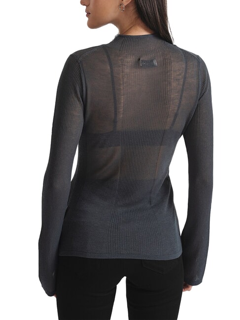 CK JEANS Transparenter Pullover mit Rundhalsausschnitt Ebenholz - Damenpullover