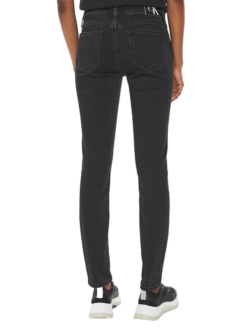 CK JEANS Skinny-Fit-Jeans mit mittlerer Leibh&ouml;he schwarzer Denim - Damenjeans