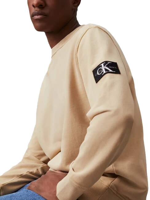 CK JEANS Sweatshirt mit Rundhalsausschnitt aus Baumwolle blasses Khaki - Sweatshirts Herren