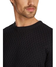 CALVIN KLEIN CK Rundhalspullover mit gewebten Details ck schwarz - Herrenpullover - 3