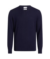 CALVIN KLEIN CK Wollpullover mit V-Ausschnitt, normale Passform Nachthimmel - Herrenpullover - 4
