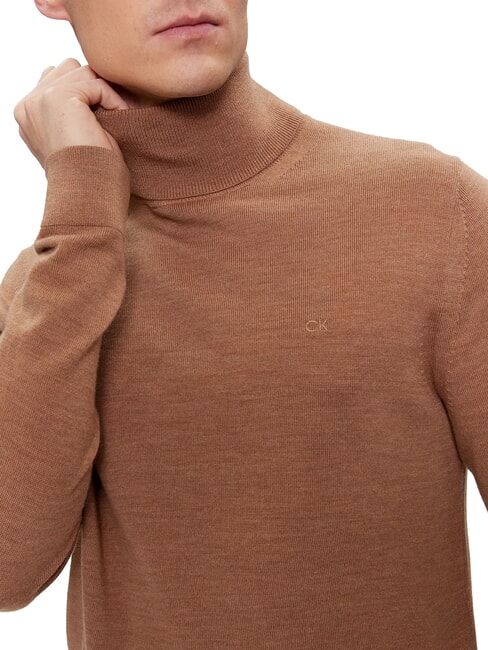 CK Slim-Fit-Rollkragenpullover aus Wolle Travertin-Heide - Herrenpullover