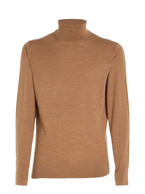 CK Slim-Fit-Rollkragenpullover aus Wolle Travertin-Heide - Herrenpullover