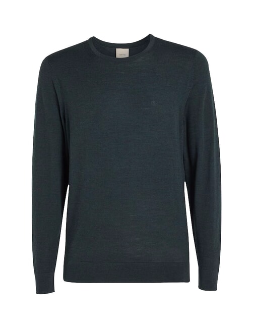 SUPERIOR WOOL Pullover aus Wolle mit Rundhalsausschnitt Mitternachtswaldheide - Herrenpullover