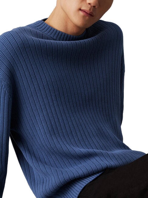CK JEANS Pullover mit Rundhalsausschnitt und normaler Passform blaue K&uuml;ste - Herrenpullover